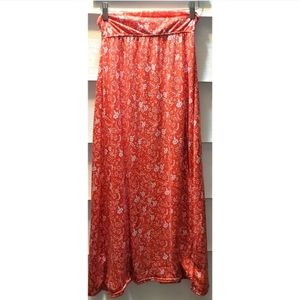 Red Paisley Maxi Skirt - Women's Flowing Long Skirt